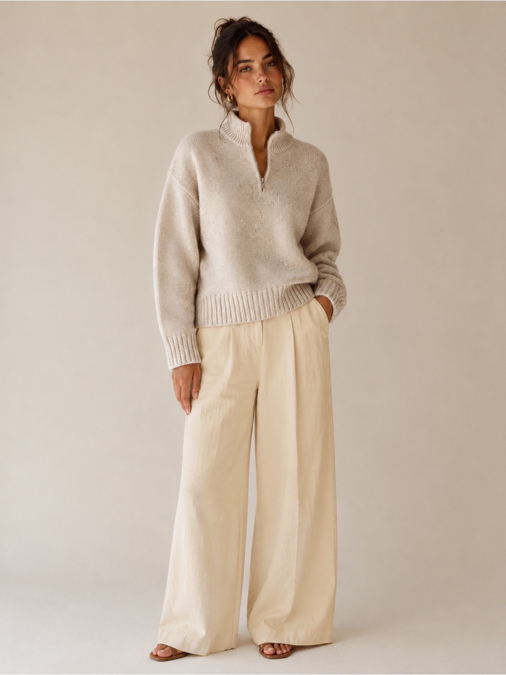Zara pale yellow high waisted wide leg pants